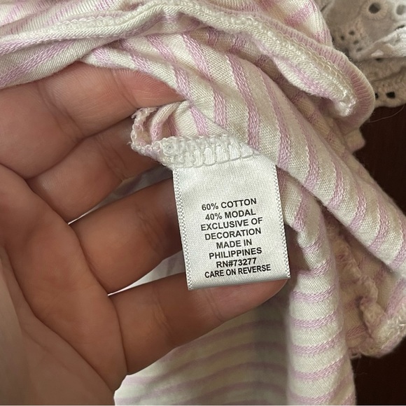 Elle Woman’s Casual Striped Pink and White Summer Top Size Large - Picture 5 of 6